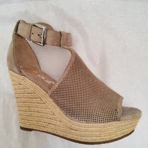 Marc Fisher Alison Suede Leather Platform Wedge Espadrille Sandals Size 9.5